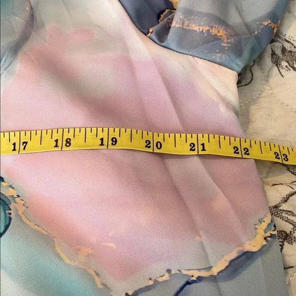 Zolucky Brand Blue and Gold Abstract Button-Up Shirt - Picture 7 of 9